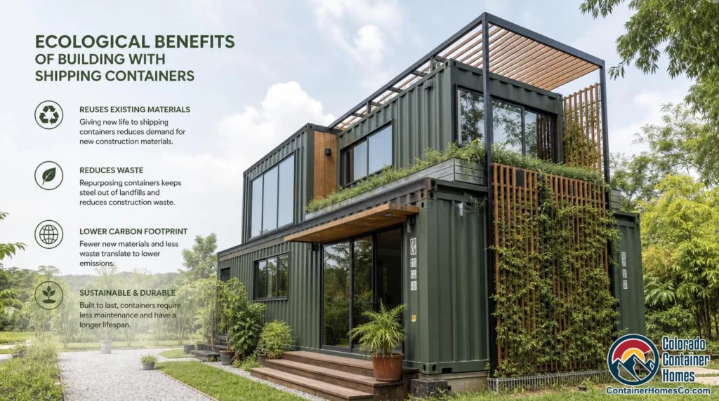 an image highlighting a eco-friendly home built from shippiung containers
