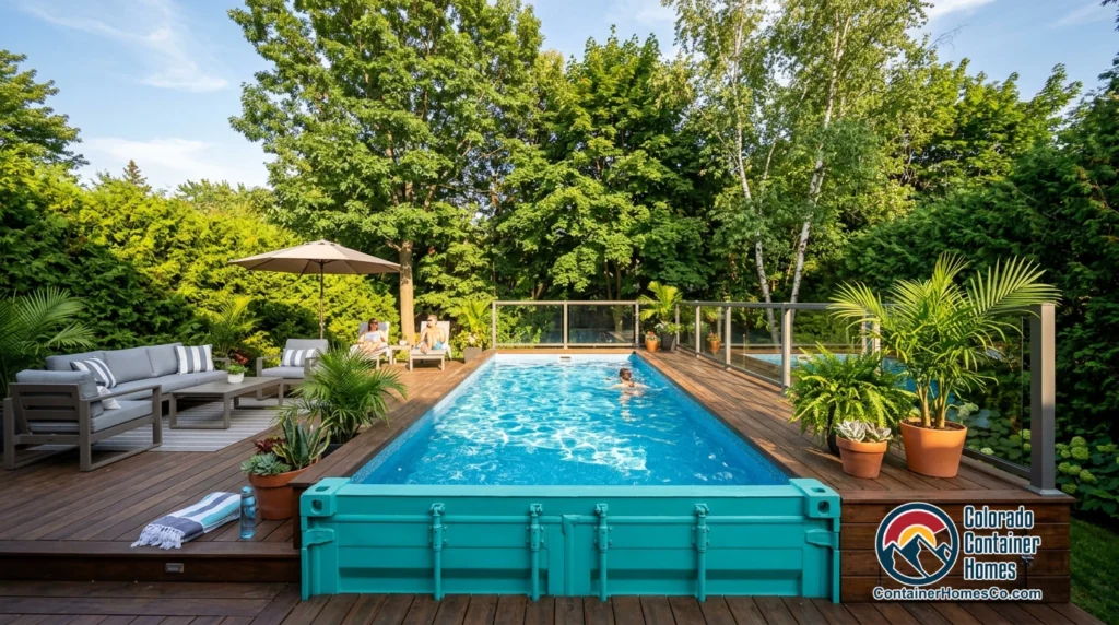 a shipping container pool is an economical way to add a swimming pool